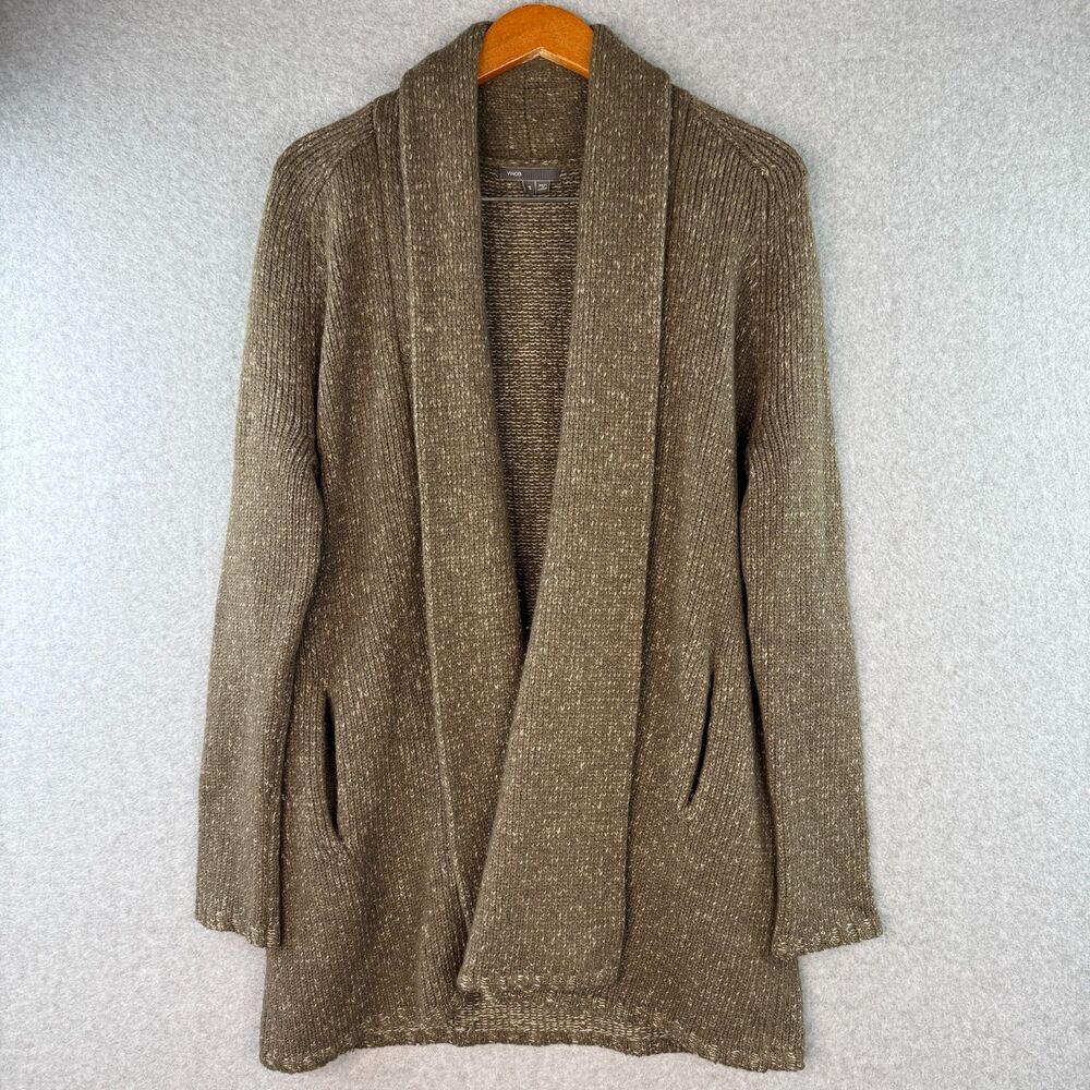 Vince Brown Open Front Slouchy Cardigan Wool/Silk/Cashmere Boho Casual Size S
